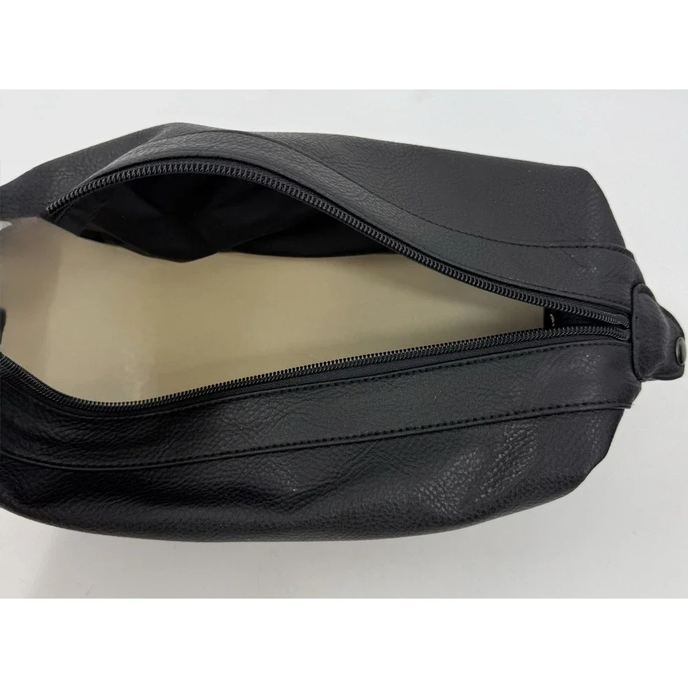 Calvin Klein Black Dop Kit Toiletry Bag Cosmetic Case Travel Pebble Faux 5
